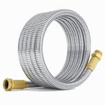 360 GADGET Garden Hose - Short Water Leader Metal Hose 15 FT with 3/4” Female to Male Fitting, Flexible, Heavy Duty Hose Extension for Outdoor Hose Reel、Dehumidifier、RV、304 Stainless Steel