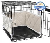 Dog Crate Bumpers for Inside Crate-with Ties，Apricot Dog Crate Training Pads, Create a Safe and Comfortable Crate, Dog Tail Protector (Bumper Only, Crate Not Included) 24"X18"X10"