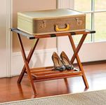 Foldable Teak Wood Luggage Rack | Sturdy Suitcase Holder for Bedroom, Guest Room & Hotel | Space Saving Wooden Bag Stand