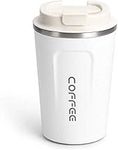 Intsun 380ml/13oz Coffe Traveler Mug with Lid Reusable Stainless Steel Vacuum Double Insulated Coffee Tumbler for Women Men Gifts for Birthday, Fathers Mothers Day, Thanksgiving Day, Chrisrmas, White