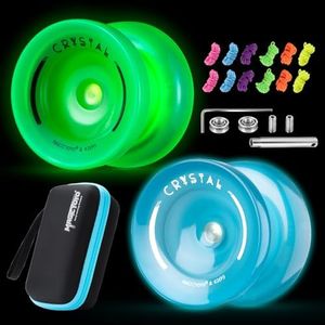 MAGICYOYO K2 Crystal Yoyos Glow in The Dark, Responsive Yoyo for Kids,Unresponsive Yo yos for Adults, Plastic Yo-Yo Professional for Fingerspin Trick + 12 Strings + Accessory kit (Glow Yoyo Pack)