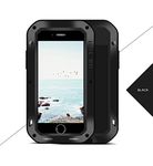 Love Mei iphone 8 Plus Case,Outdoor Sports Shockproof Dustproof Heavy Duty Hybrid Aluminum Metal 360 Degree Full Body Protective Case Cover with Tempered Glass for iphone 8 Plus 5.5'' (Black, iphone 8 Plus 5.5'')