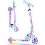 BELEEV V2 Scooters for Kids with Light-Up Wheels & Stem & Deck, 2 Wheel Folding Scooter for Girls Boys, 3 Adjustable Height, Non-Slip Pattern Deck, Lightweight Kick Scooter for Children Ages 3-12