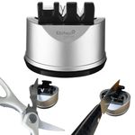 AADIVY 3-Stage Knife Sharpener Tool for Kitchen | Straight & Serrated Blades Scissors Sharpener | Ceramic Knives and Steel Knives Repair & Restore Easy Blade Hands-Free Operation, Gifts