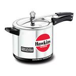 Hawkins Aluminium 6.5 Litre Hevibase Pressure Cooker, Induction Inner Lid Cooker, Silver (Ih65)