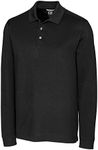 Cutter & Buck Mens Advantage Tri-Blend Pique Long Sleeve Polo, Black, Small