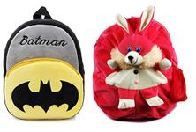 blue tree Kid's Cute Plush Animal Cartoon Mini Travel Embroidery Backpack,1-6 Years (Batman-Minion)