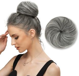 SARLA Hair Bun Extension Synthetic Drawstring Updo Fake Ballet Bun for Women Lady Donut Chignon Dark Grey