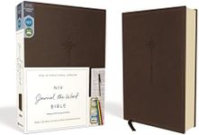 NIV, Journal the Word Bible (Perfect for Note-Taking), Leathersoft, Brown, Red Letter, Comfort Print: Reflect, Take Notes, or Create Art Next to Your Favorite Verses