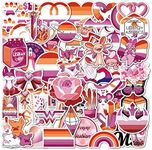 Runmeihe 60 PCS Lesbian Pride Stickers, Waterproof Pride Accessories for LGBTQ, Colorful Gay Pride Accessories Pride Stickers for Water Bottle, Laptop, Skateboard, Phone, Guitar (Lesbian)