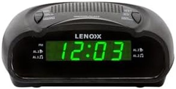 Lenoxx AM/FM Alarm Clock Radio with Green 1.2” LED Display, Simple Snooze & Sleep Functions, 20 Memory Presets, Easy Viewing Day or Night, Compact and Reliable – Green