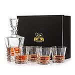 Van Daemon Crystal Whisky Decanter (750ml) and Set of 4 Whiskey Glasses (300ml). Lead Free Crystal ‘Hobart' for Spirits, Bourbon or Scotch. Perfectly Gift Boxed.