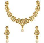 Aheli Indian Traditional Bollywood Kundan Maang Tikka Earrings Necklace Set Ethnic Jewelry for Women