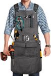 Woodworking Apron for Men, Shop Apron 20 oz Canvas Work Apron with 9 Tool Pockets, Heavy Duty Wood Working Workshop Bib Apron for Carpenter Woodworker Blacksmith, Men Gift, Adjustable to S- 3XL, Grey