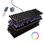 Kreo Hive Wired Full Size RGB Backlight Gaming Mechanical Keyboard, Customizable RGB, Mechanical Switches, NKRO, Metal Volume Knob, All Black Keycaps (All Black, Blue Switch)