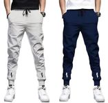 RIKSAW Men's Track Pant | Regular Fit Polyester Track Pant | Sweatpants for Men | Trouser, Pajama | Gym | Yoga-Regular Fit with Two Side Zipper Pockets (in, Alpha, XL, Regular, Grey & Navy Blue)