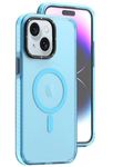 mobistyle Silicone Designed For iPhone 15 Case, Compatible With Magsafe, Military Grade Drop Protective, Translucent Matte Back Cover Case For iPhone 15 6.1'' (Blue)