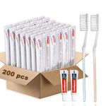 200 Pack Toothbrushes Bulk, Disposable Toothbrush Individually Wrapped, Travel Toothbrushes with Toothpaste for Hotel, Home Guests and Homeless