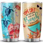 MYMISOR Beach Tumblers For Women Sea Life Cups Stainless Steel Insulated Beach Tumblers With Beach Theme Gifts Colorful Summer Ocean Vacation Tropical Mug For Girls Friends