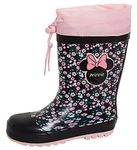 Disney Girls Minnie Mouse Fleece Lined Tie Top Wellington Boots Kids Snow Shoes Black 5 UK Child/EU 22