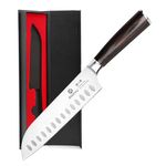 imarku Santoku Knife 7 Inch, High Carbon Steel Japanese Chef Knife with Hollow Edge, Ergonomic Pakkawood Handle, Sharp Chef Knife for Slicing, Dicing, Chopping Meat, Vegetables & Fruits