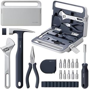 HOTO Tool Set, Hand Tool Set/Home Tool Kit, DIY Set Tool Household Hand Tool with Screwdriver Wrench Hammer Tape Plier Tool Box, Essential Mechanics Tools Kit for Everyday Home Repairs
