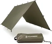 AQUAQUEST SAFARI Waterproof Camping Tarp - Lightweight Sun Shade or Rain Fly - Camping Essentials for Hiking, Backpacking & Hammock, 3 x 2 m Olive Drab