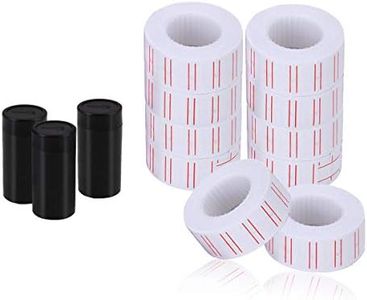 10 Rolls 5000 Pieces White Price Gun Labels for Mx-5500 Tag Gun, Hatisan Super Sticky Price Tag with 3pcs Ink Roller Rollers, Labels Price Stickers & Gun Ink Roller