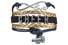 Cheer Charm Bracelet- Infinity Love Adjustable Cheerleading Jewelry in Team Colors for Cheerleader