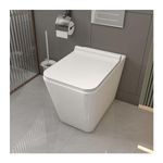 MEJE Back to Wall Toilet, Square Elongated One-Piece Toilet, Dual-Flush,Glossy White (Seat Included)