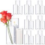 Sawysine Glass Cylinder Vases Clear Glass Flowers Vase Decorative Floating Candles Holders Table Centerpieces for Wedding Party Home Decor(30 Pcs,2.5 x 5 in, 2.5 x 6 in, 2.5 x 8 in)