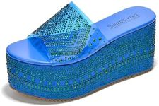 Cape Robbin Platform Sandals Women Rhinestone Platform Sandals For Women - Elegant Platform Wedge Sandals - Stylish Women's Platform Sandal Wedge Heels Ramis