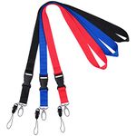 wisdompro Office Lanyard 3 Pcs, 23 inch Premium Polyester Neck Strap Lanyard with Oval Clasp & Detachable Buckle for Phone, Camera, USB, Keys, Keychain, ID Badge Holder - Red/Black/Blue