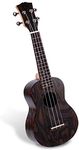 Solid Wood Mahogany Soprano Ukulele - Professional Instrument with Flamed Brown Body, Black Walnut Fingerboard and Bridge - Pyle Pro PUKT55