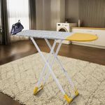 Amazon Brand - Solimo Wooden Ironing Board/Table with Iron Holder, Foldable & Adjustable| Ergonomic Wobble-Free Design | Heavy-Duty Wide Legs for Stability| 116 L x 45 W cm