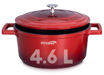 Non-Stick Casserole dishes with lids oven proof -24cm -4.6L Cast Aluminium oven dish, Stainless Steel Base- Induction - Lighter than cast Iron (RED)