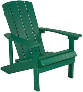 Flash Furniture Charlestown All-Weather Poly Resin Wood Adirondack Chair in Green