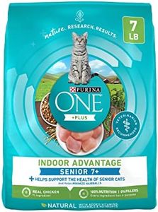 Purina ONE High Protein, Natural Senior Dry Cat Food, Indoor Advantage Senior+ - 7 Lb. Bag