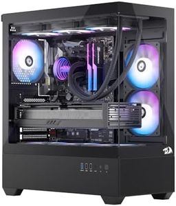 Redragon CA606 Gaming Back-Mounted PC Case, ATX Computer Chassis w/ 3 x 120mm Fans Pre-Installed & High Airflow Perforated Panels, 270° Full View, Easy Cable Management, Black