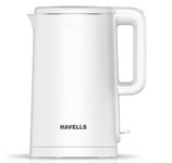 Havells Caro 1.5 litre Double Wall, 304 Stainless Steel Inner Body, Cool Touch Outer body, Wider Mouth, 2 Yr Manufacturer Warranty (White, 1250 Watt)