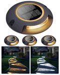 2 Colors in 1 Solar Deck Lights, FabStyl Solar Driveway Lights Dock Lights Waterproof Marker Lights for Outdoor, Stair, Lawn, Pathway, Deck, Sidewalk, Yard, Step (Single Side, 4 Pack)