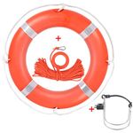 Life Ring 28 Inch with Holder, Boat Safety Throw Rings Orange Life Ring, Life Ring Buoy with Rope 98.5 FT and Reflective Tape for Boats