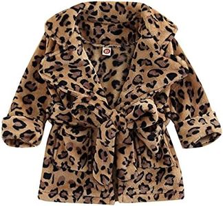 Qiylii Unisex Baby Plush Bathrobe Plain Kimono Gown Newborn Toddler Girls Boys Towel Robe Nightwear Clothes (R Leopard, 0-6 Months)