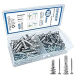 ISPINNER 140pcs Zinc Drywall Anchors Self Drilling Hollow Wall Anchors with Screws Assortment Kit (13x42mm + 15x33mm)