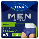 TENA mens Tena Men Active Fit Panties for incontinence, Blue, Large X-Large Pack of 8 UK