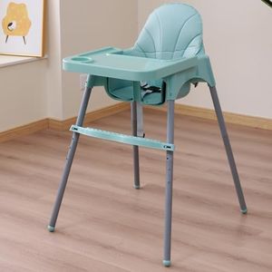 XCJump Baby High Chair – Adjustable Toddler Highchair with Removable Tray, 5-Point Harness, Footrest, Easy to Clean, Removable for Storage, Ideal for Babies 6 Months to 6 Years (Azure)
