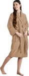 SENSES By Riba Plush Soft Terry Cotton Unisex Bathrobe/Bathing Gown with Shawl Collar for Women and Men. Lightweight, Highly Absorbent Luxurious(Tan, Small)