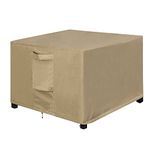 OutdoorLines Outdoor Waterproof Patio Ottoman Covers - Square UV-Proof Patio Side Table Cover Windproof Heavy-Duty Furniture Covering Protector 33L x 33W x 17H Inch, Camel