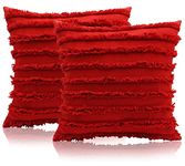 mosey 24x24 Cushion Covers | Boho 24 24 Cushion Covers Set of 2 | Sofa 24 Inch Cushion Cover | Large Big Size Cushion Cover 24x24 Inch | Red Pillow Cover 60cm x 60cm