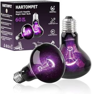 HARTOMPET 60W Reptile Night Light Bulb, UVA Heat Lamp - Simulate Natural Moonlight, Purple Basking Lamp for Bearded Dragon, Lizard, Snake, Chameleon & Amphibians, Ideal for Aquariums Tanks|Pack of 2